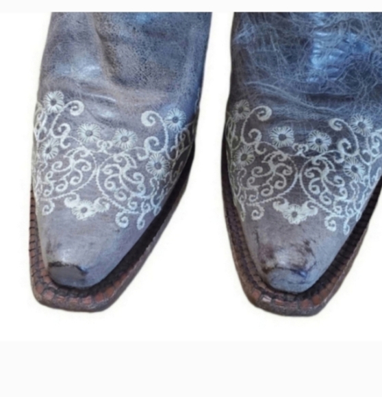 Corral Vintage Taupe Leather Embroidered Stitch Brown Floral Cowgirl Boot 7.5 - Picture 3 of 11
